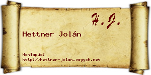 Hettner Jolán névjegykártya