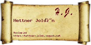 Hettner Jolán névjegykártya
